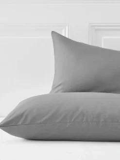 Next Set of 2 Grey Mid Cotton Rich Pillowcases Outlet