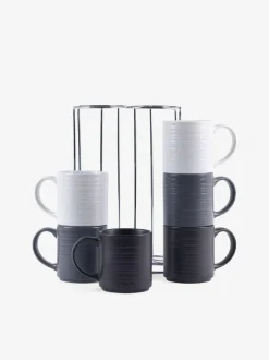 Next Set of 6 Monochrome Bronx Stacking Mugs