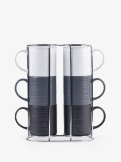 Next Set of 6 Monochrome Bronx Stacking Mugs