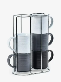 Next Set of 6 Monochrome Bronx Stacking Mugs