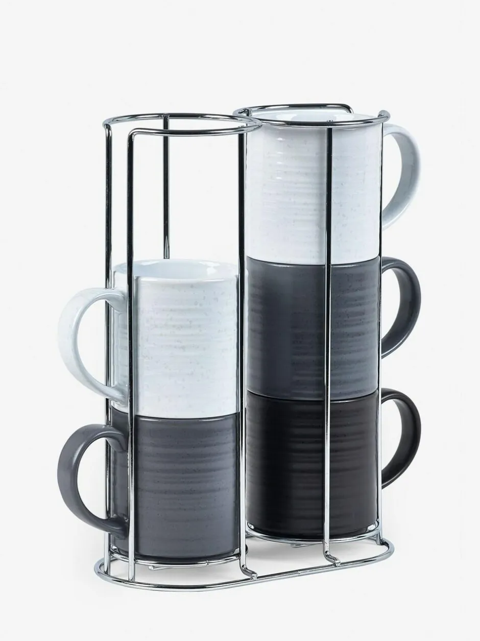 Next Set of 6 Monochrome Bronx Stacking Mugs