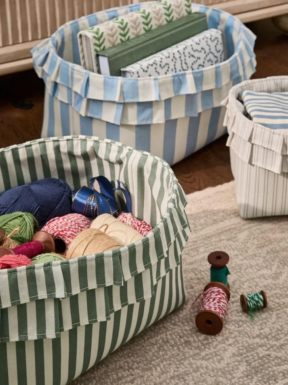 Next Set of 3 Multi Ruffle Striped Storage Baskets Hot