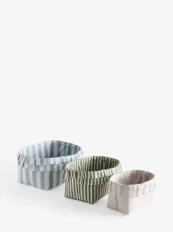 Next Set of 3 Multi Ruffle Striped Storage Baskets Hot