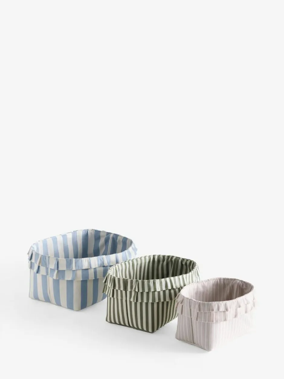 Next Set of 3 Multi Ruffle Striped Storage Baskets Hot