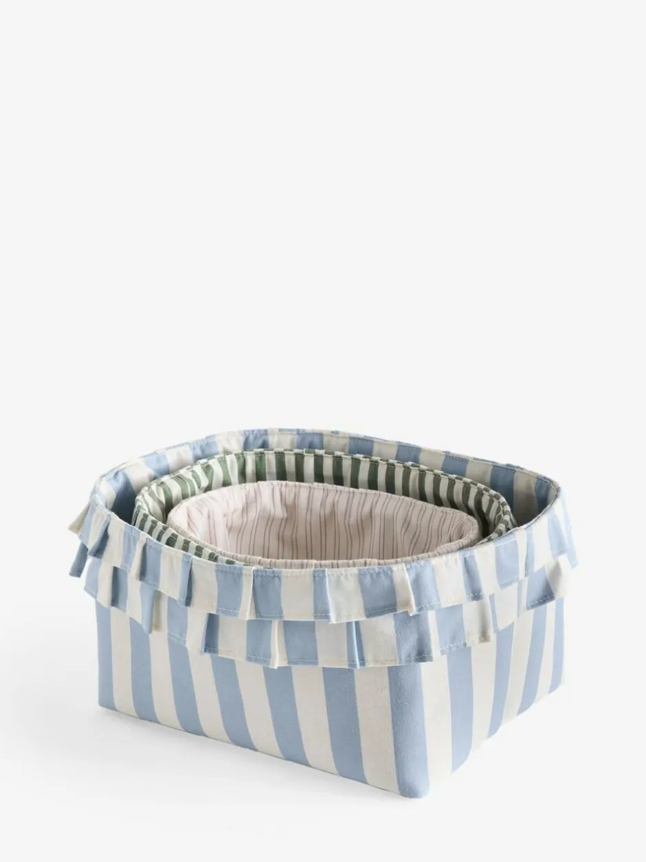 Next Set of 3 Multi Ruffle Striped Storage Baskets Hot