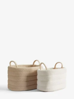 Next Set of 2 Natural and Cream Boucle Storage Baskets Discount