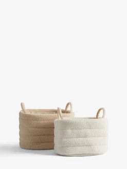 Next Set of 2 Natural and Cream Boucle Storage Baskets Discount