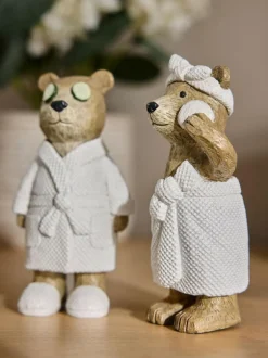 Next Set of 2 Natural Bertie Bear Spa Ornaments Best