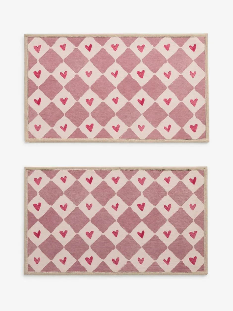Next Set of 2 Natural Washable Heart Print Doormats Best