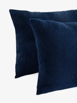 Next Set of 2 Navy Blue Teddy Fleece Pillowcases Clearance