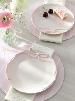 Next Set of 2 Pink and White Bow Side Plates