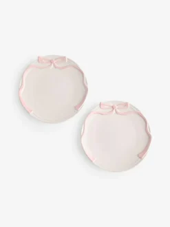 Next Set of 2 Pink and White Bow Side Plates