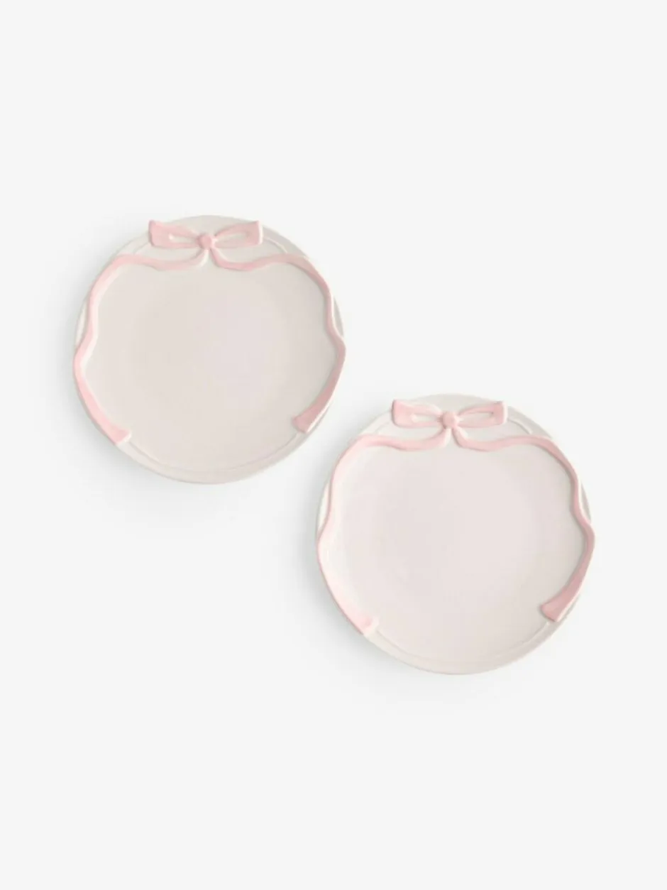 Next Set of 2 Pink and White Bow Side Plates