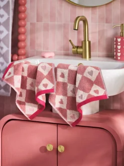 Next Set of 2 Pink Heart Face Cloths Outlet