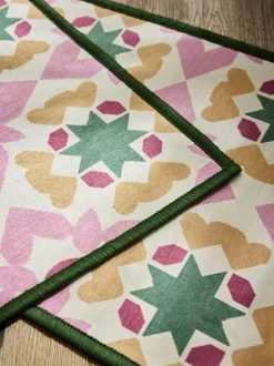 Next Set of 2 Pink Washable Geometric Tile Doormats Hot