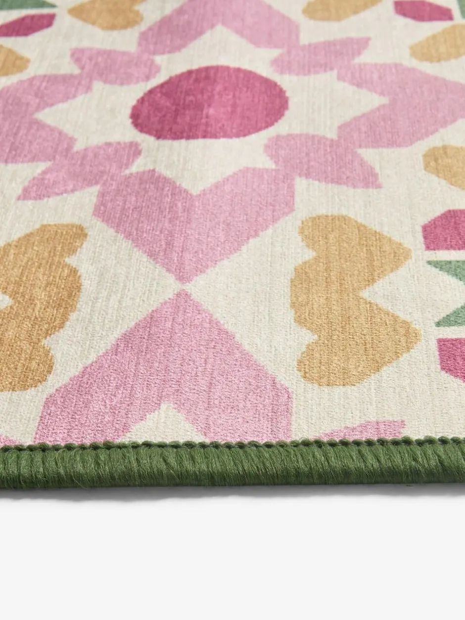 Next Set of 2 Pink Washable Geometric Tile Doormats Hot