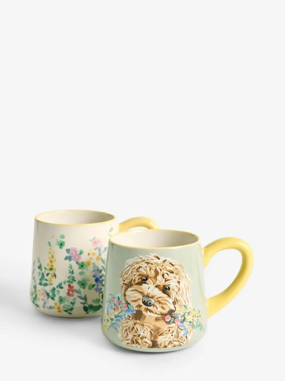 Next Set of 2 Sage Green Charlie Cockapoo Mugs Clearance
