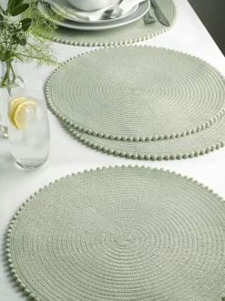 Next Set of 4 Pom Pom Placemats Sage Green Discount