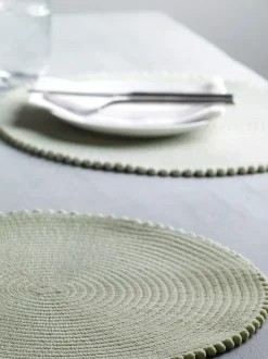 Next Set of 4 Pom Pom Placemats Sage Green Discount