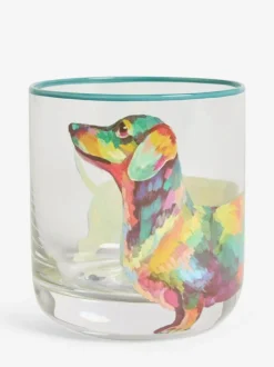 Next Set of 4 Teal Blue Sausage Dog Tumbler Glasses Hot