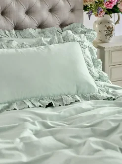 Shabby Chic by Rachel Ashwell® Broderie Anglaise Ruffle Duvet Cover and Pillowcase Set Blue New