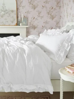 Shabby Chic by Rachel Ashwell® Broderie Anglaise Ruffle Duvet Cover and Pillowcase Set White Clearance