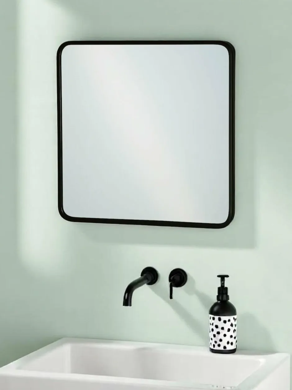 Showerdrape Black Shoreditch Square Metal Framed Bathroom Mirror Best