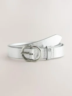 Next Regular PU Belt Silver Crackle Clearance