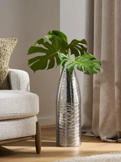 Next Silver Extra Large Metal Textured Vase