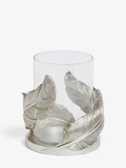 Next Silver Feather Resin And Glass Hurricane Hot