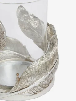 Next Silver Feather Resin And Glass Hurricane Hot
