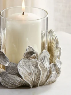 Next Silver Floral Tea Light Hurricane Candle Holder Discount