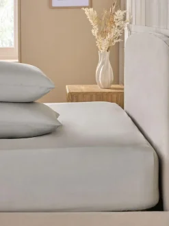 Next Silver Grey Cotton Rich Fitted Bed Sheet New