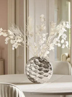 Next Silver Metal Scalloped Vase Hot
