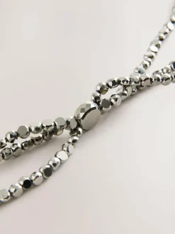 Next Metallic Skinny Tiered Beaded Belt Silver Sale