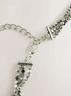 Next Metallic Skinny Tiered Beaded Belt Silver Sale