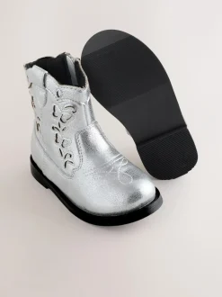 Next Silver Metallic Western Cowboy Ankle Boots Best