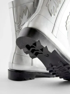 Next Silver Metallic Western Wellies Hot