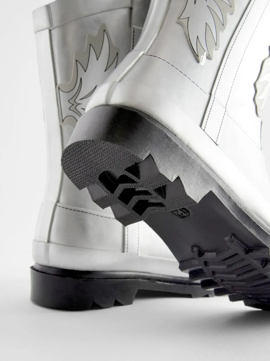 Next Silver Metallic Western Wellies Hot