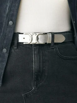Next Regular Statement Buckle Leather Belt Silver Discount