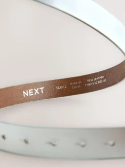 Next Regular Statement Buckle Leather Belt Silver Discount