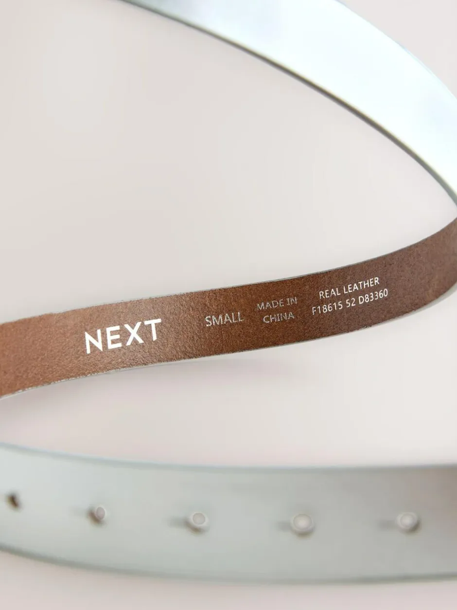 Next Regular Statement Buckle Leather Belt Silver Discount