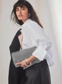 Next Sparkle Clutch Bag Silver Sale