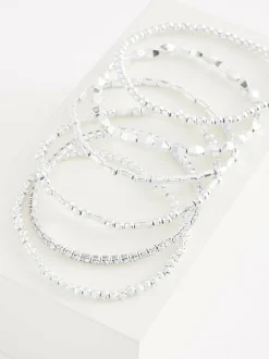 Next Sparkle Stretch Bracelets Pack Silver Tone Clearance