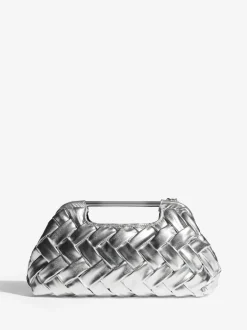 Lipsy Weave Grab Handle Clutch Bag Silver Outlet