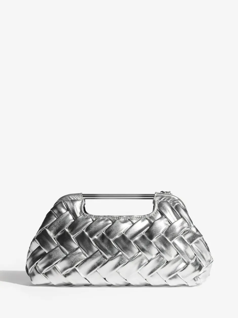 Lipsy Weave Grab Handle Clutch Bag Silver Outlet