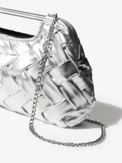 Lipsy Weave Grab Handle Clutch Bag Silver Outlet
