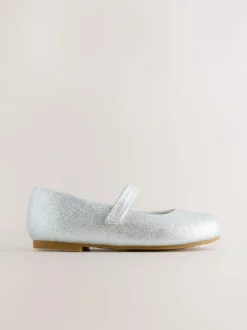 Next Wide Fit (G) Mary Jane Touch Fastening Occasion Shoes Silver Sale