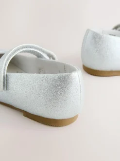 Next Wide Fit (G) Mary Jane Touch Fastening Occasion Shoes Silver Sale