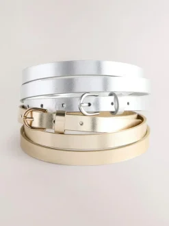 Next PU Skinny Belts 2 Pack Silver/Gold Discount